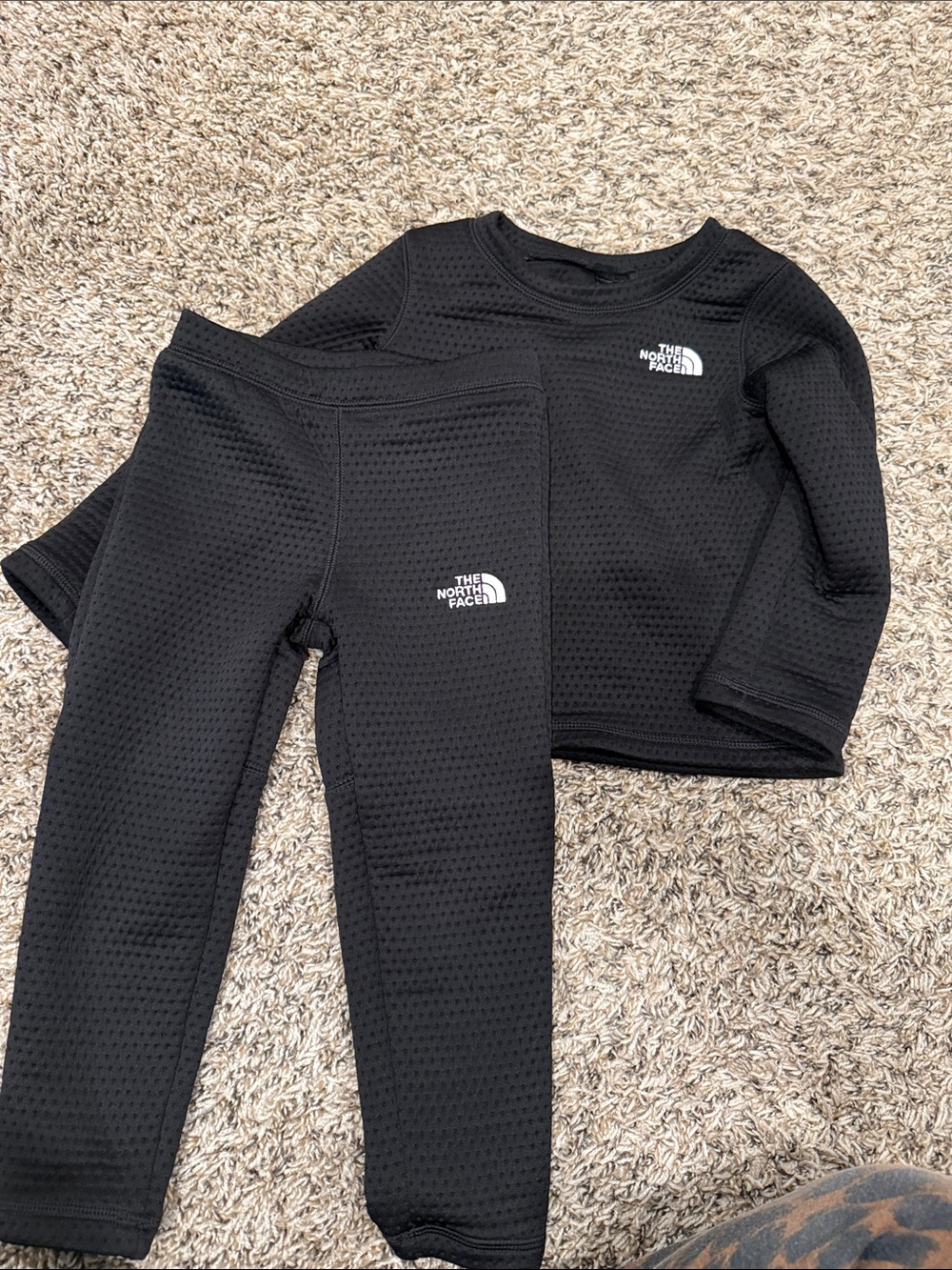 The North Face Black Kids Waffle Thermal Top & Leggings